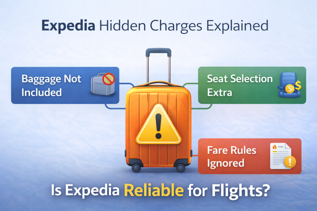 Hidden Fees, Baggage Rules & Seat Selection process in expedia 