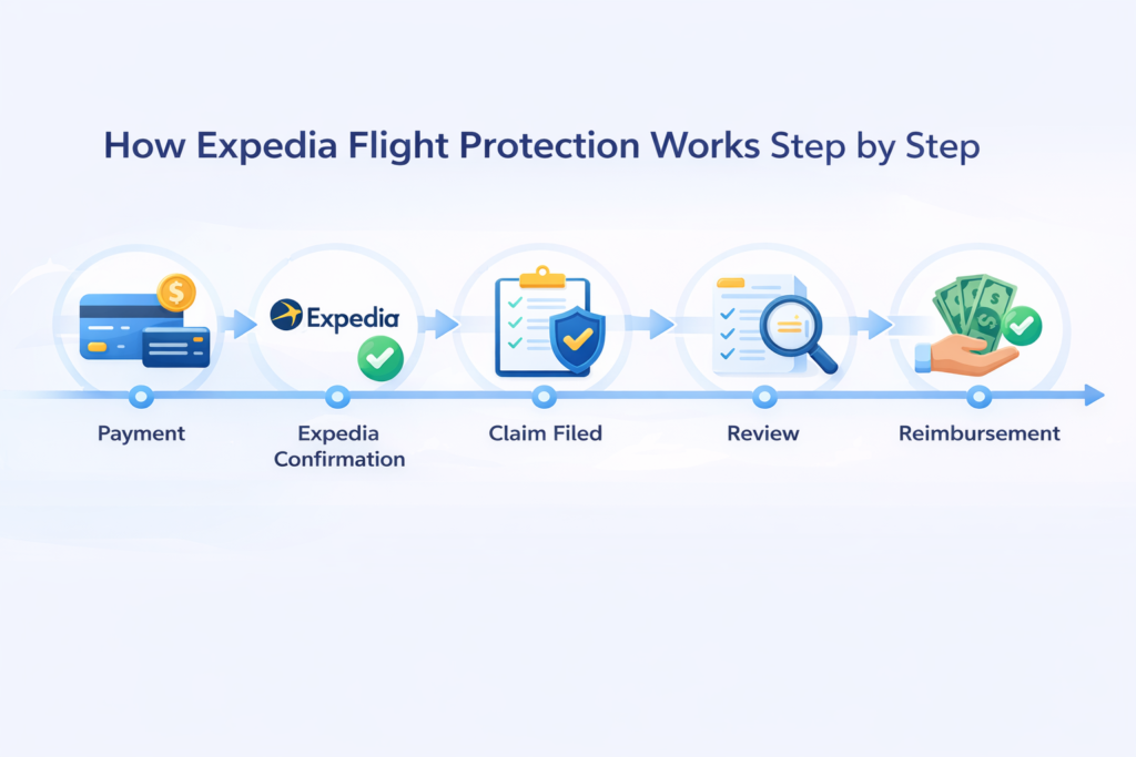 How Expedia flight protection works step by step from payment to reimbursement